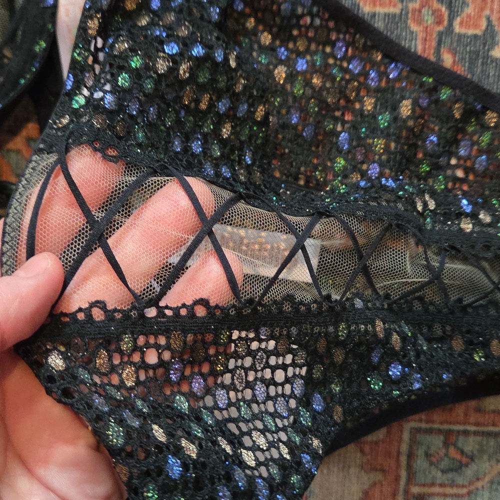 Savage X Fenty Disco Lace Up Sequin Bra Set - Picture 7 of 8